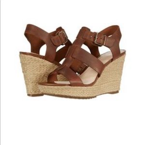 Clarks Maritsa Glad 95 Tan Leather Size 9 Wedge Sandal